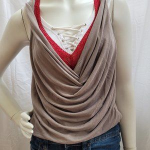 Red by BKE Gray Ruched Tank Top XS
